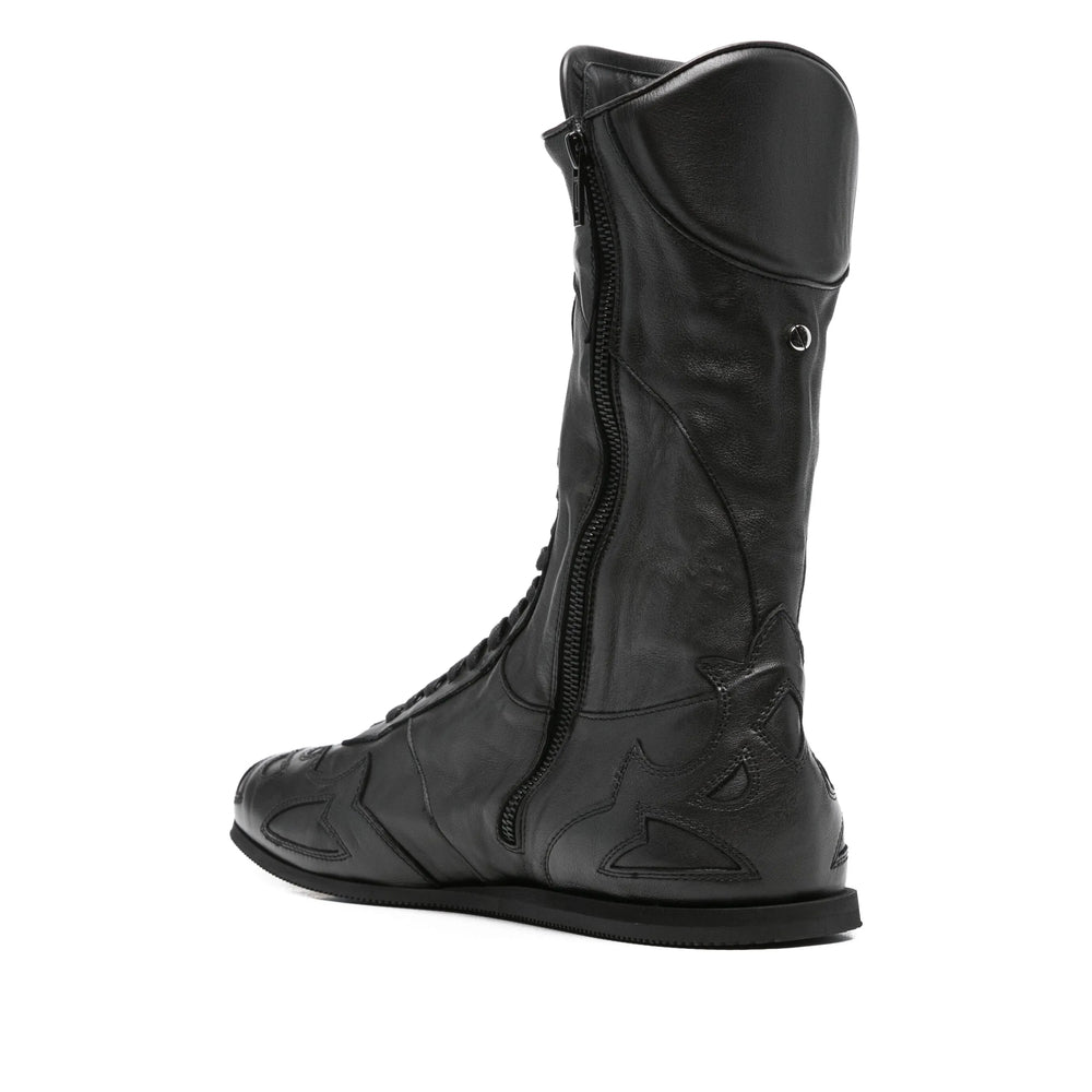 Black Leather High-top Lace-up
