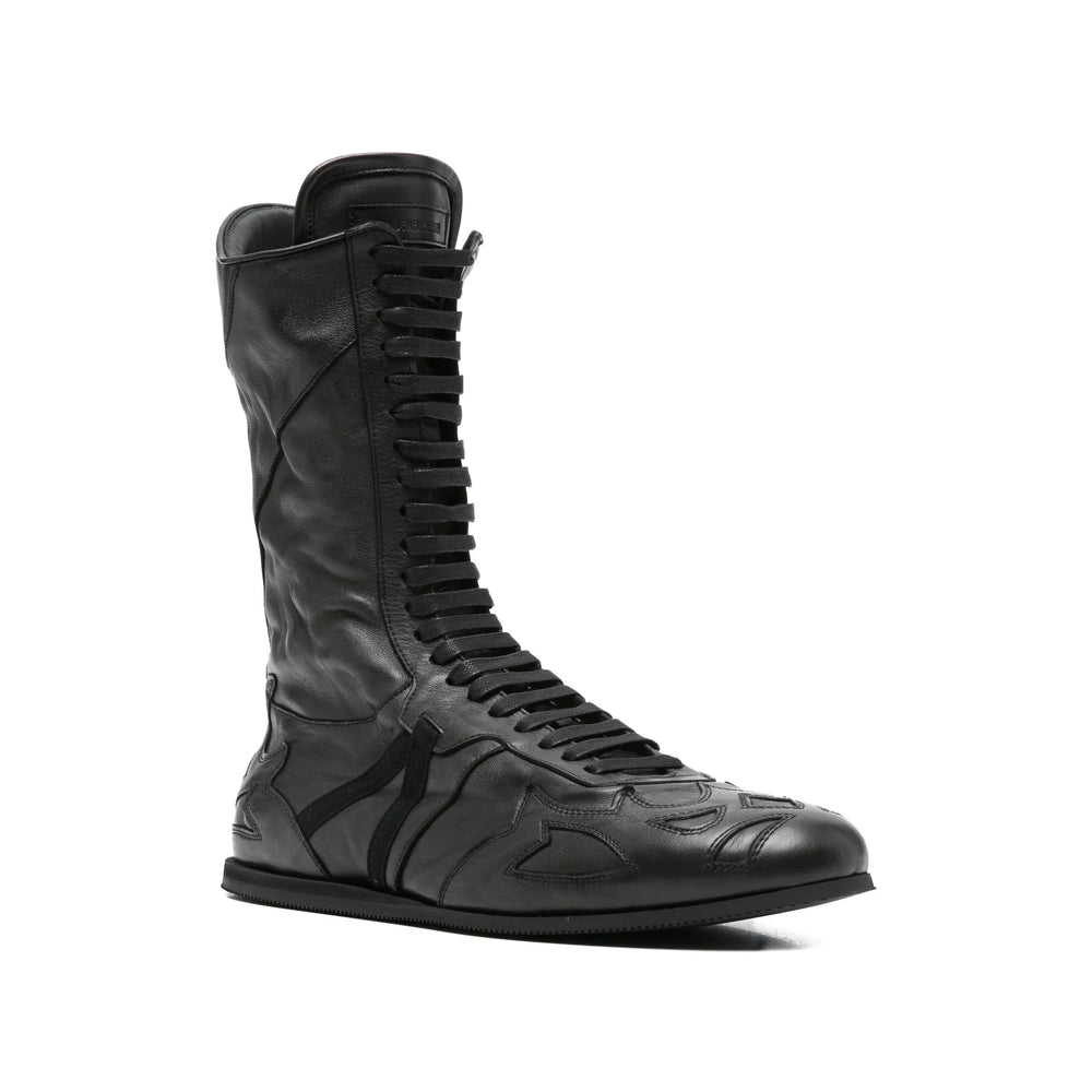 Black Leather High-top Lace-up