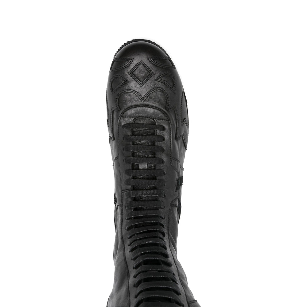 Black Leather High-top Lace-up