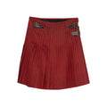 Pleated Wool Belt With Plaid Detail