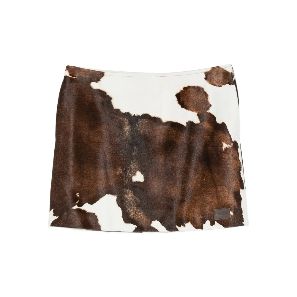 Cowhide A-line Mini Skirt
