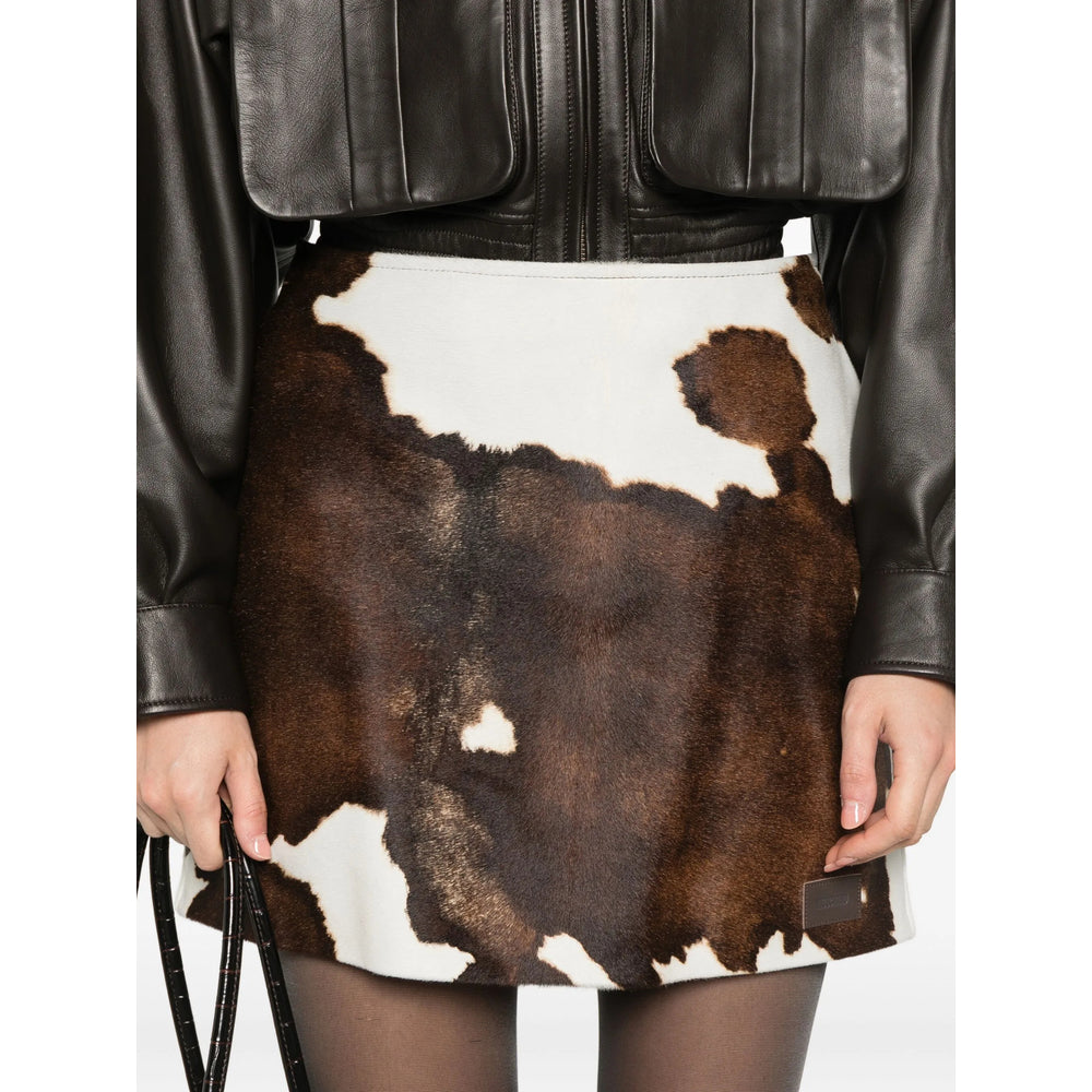 Cowhide A-line Mini Skirt
