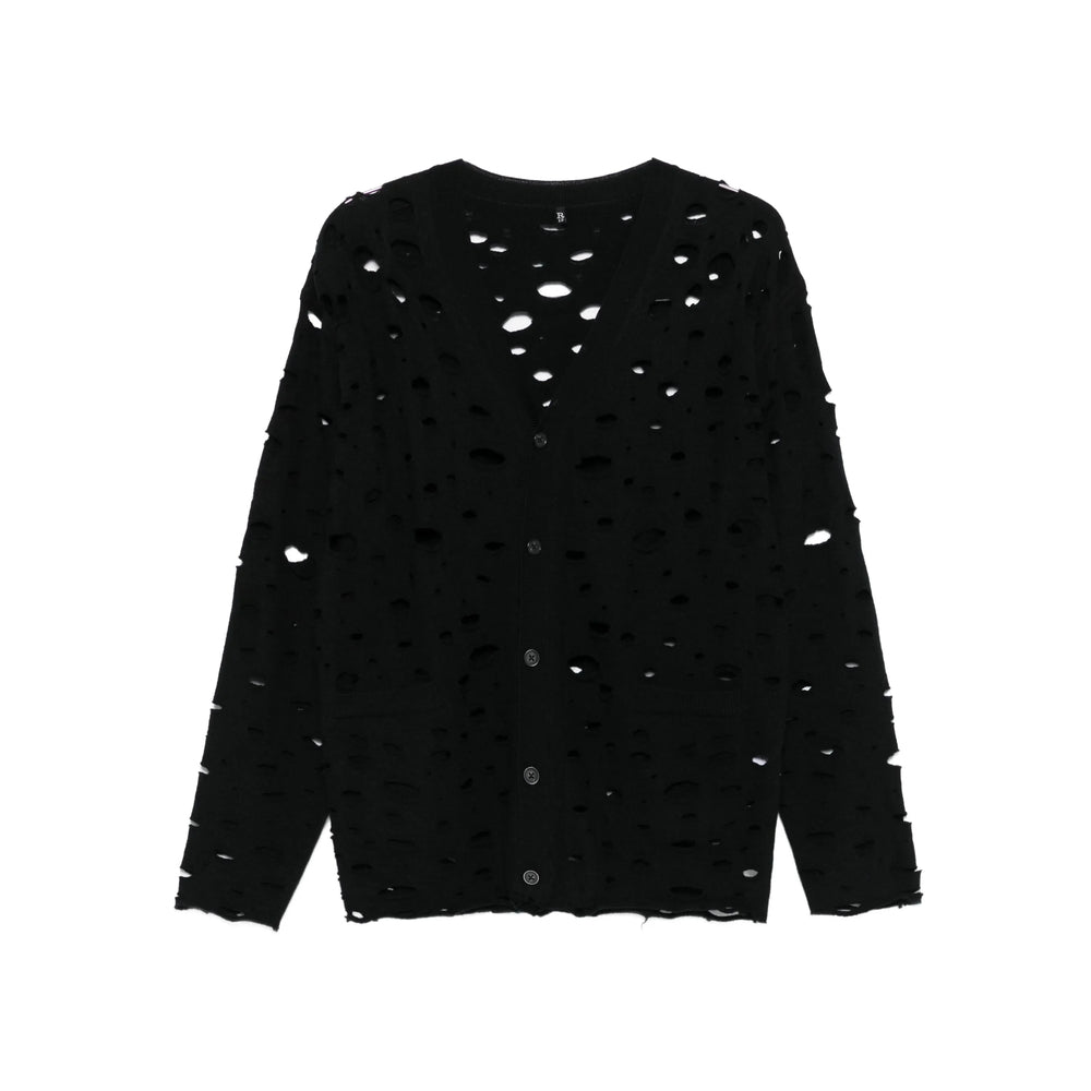 Merino V Neck Sweater With Frayed Edges