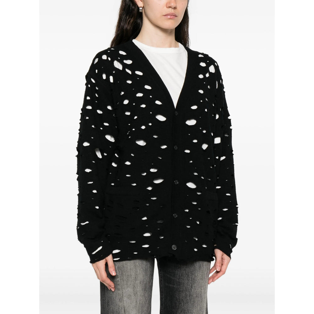 Merino V Neck Sweater With Frayed Edges