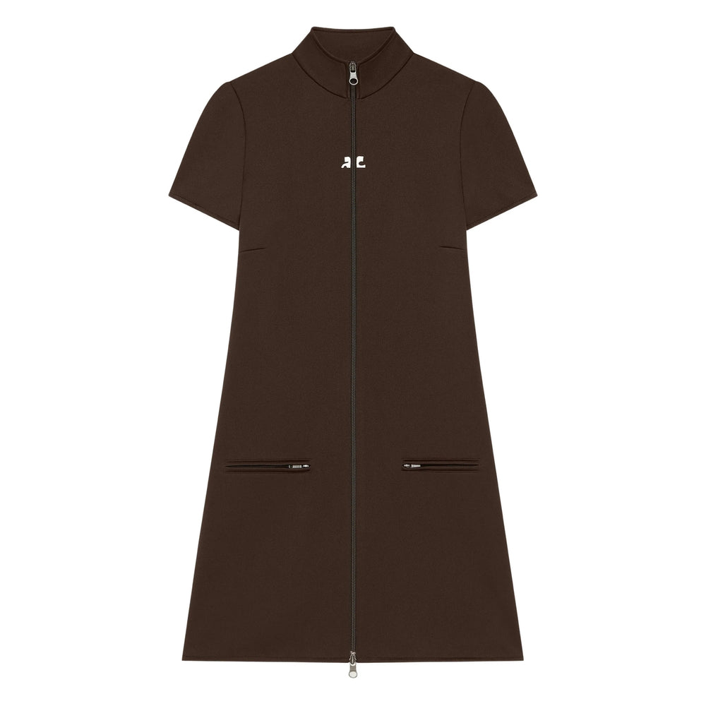 Brown High-collar Zip Jacket