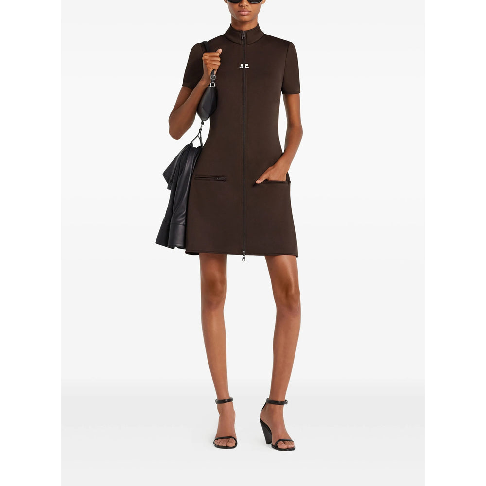 Brown High-collar Zip Jacket