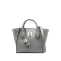 Grey Calf Leather Tote Satchel