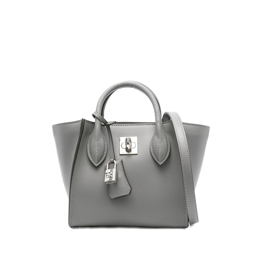 Grey Calf Leather Tote Satchel