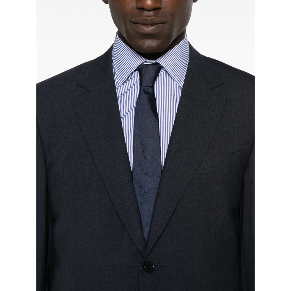 Dark Blue Notched Lapel Jacket