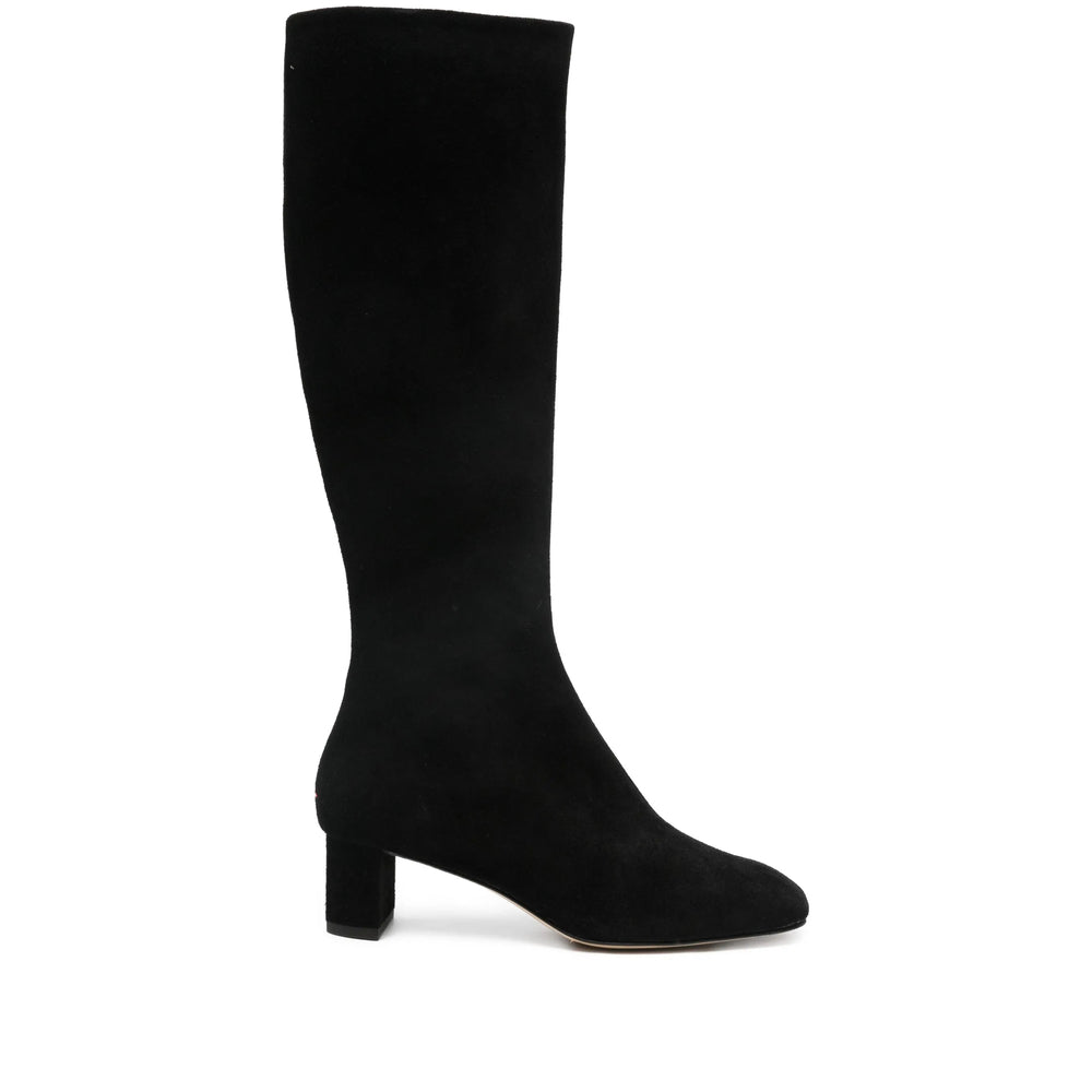 Black Suede Block Heel Boot