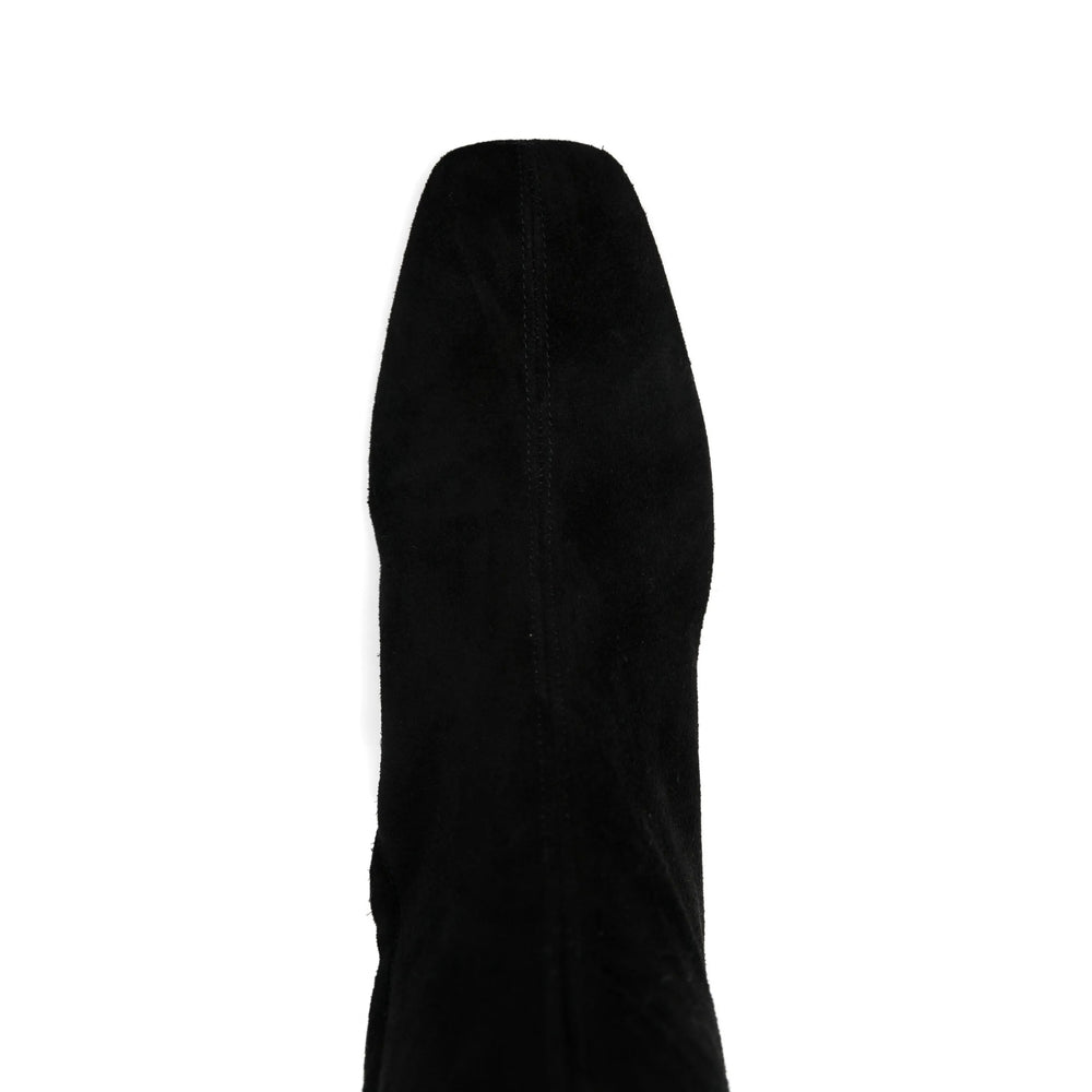 Black Suede Block Heel Boot