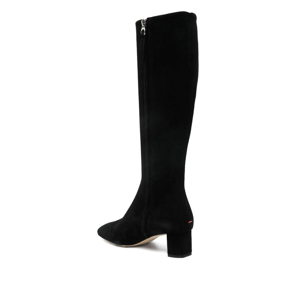 Black Suede Block Heel Boot