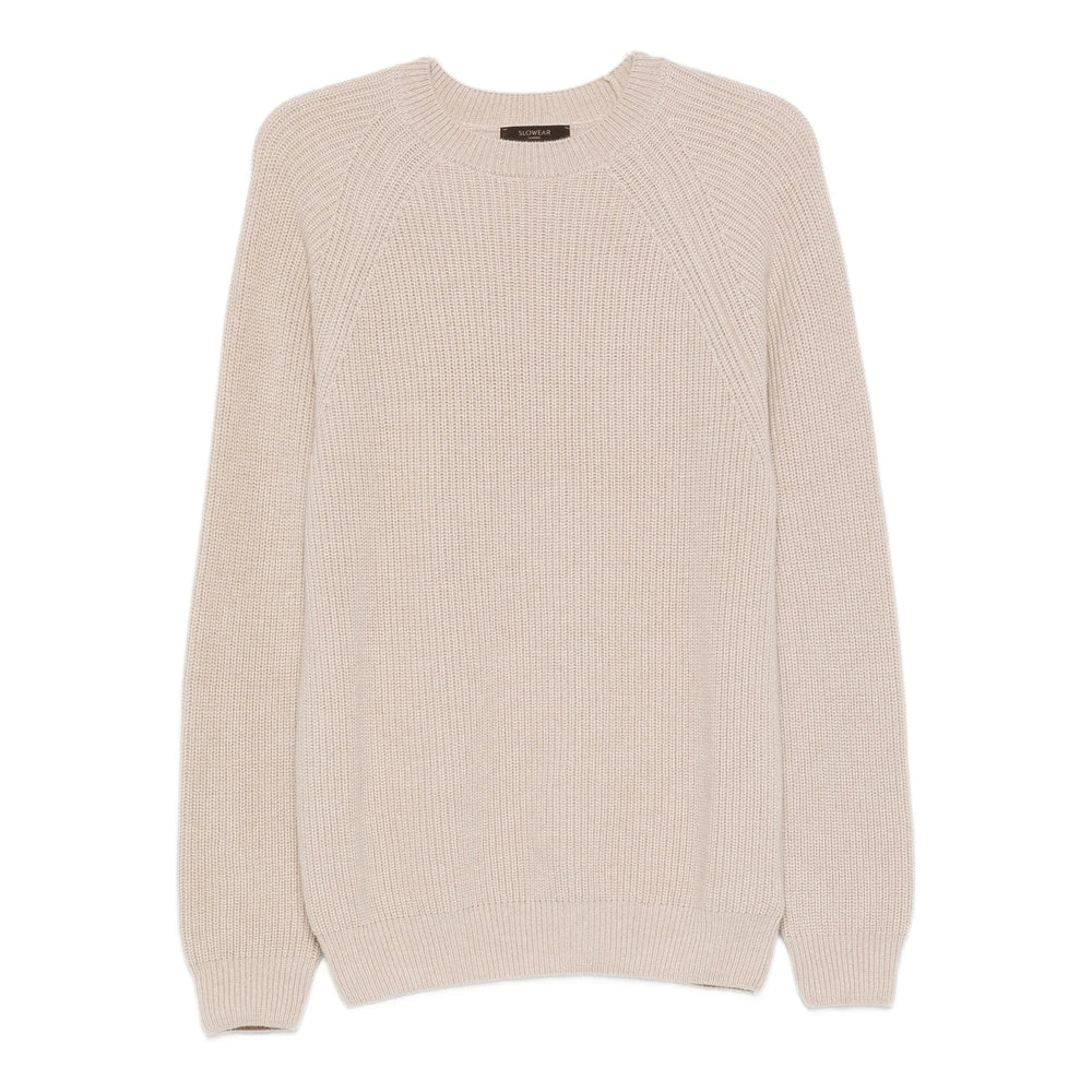 Beige Cashmere Crew Sweater