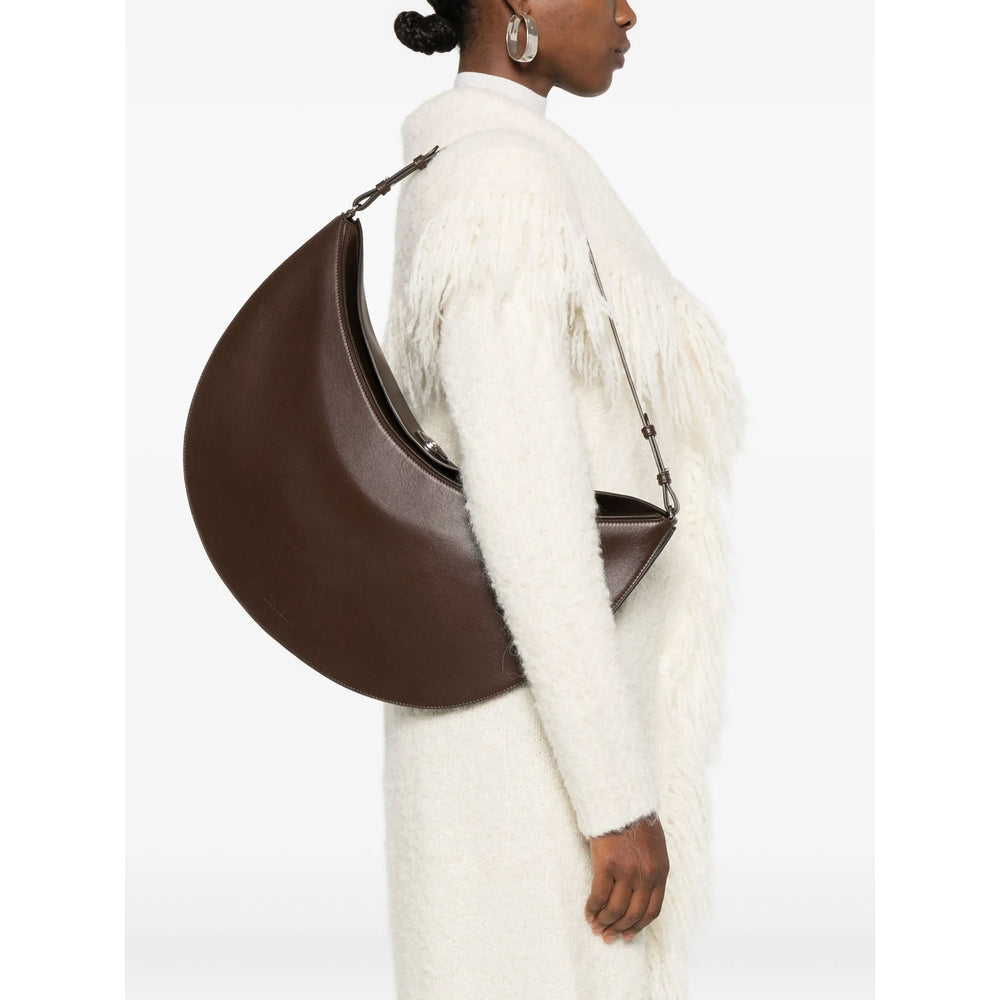 Brown Leather Crescent Satchel