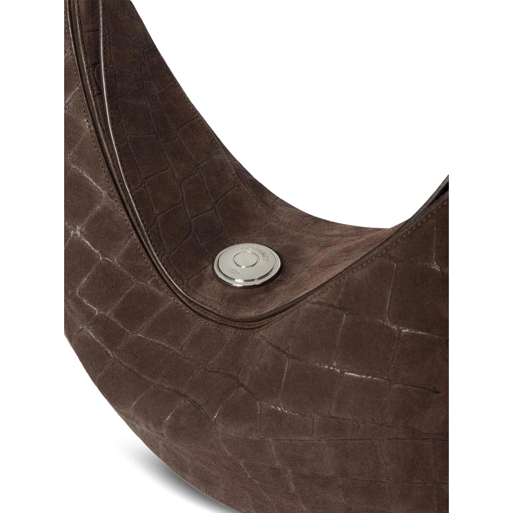Dark Brown Crocodile Half-moon Bag