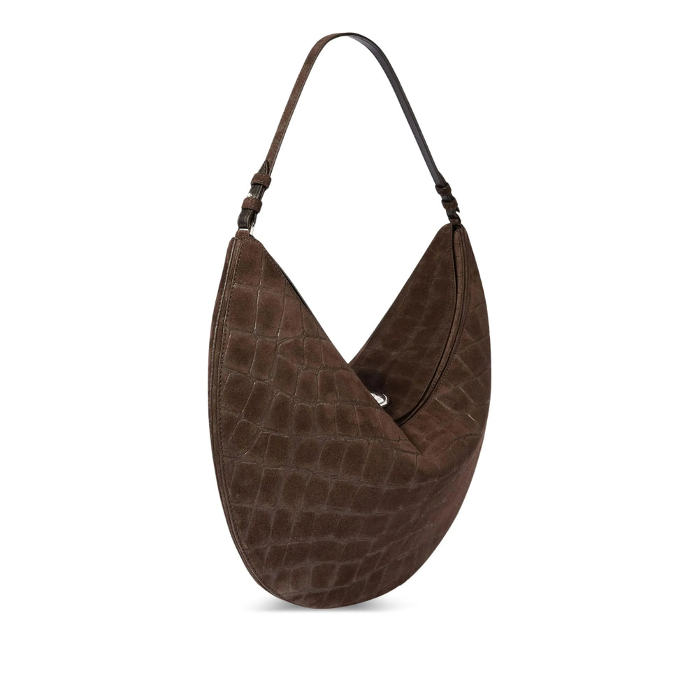 Dark Brown Crocodile Half-moon Bag