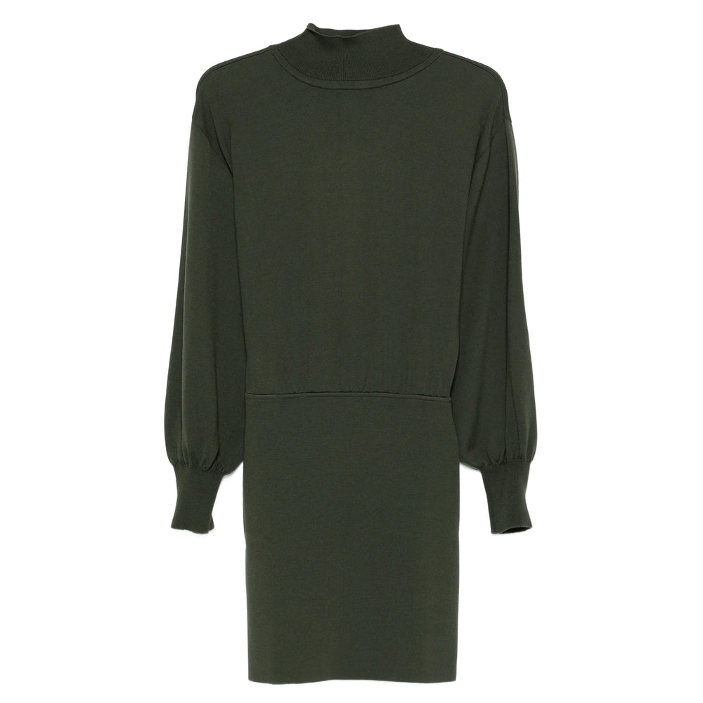 Dark Olive Green Merino Shawl Sweater Dress