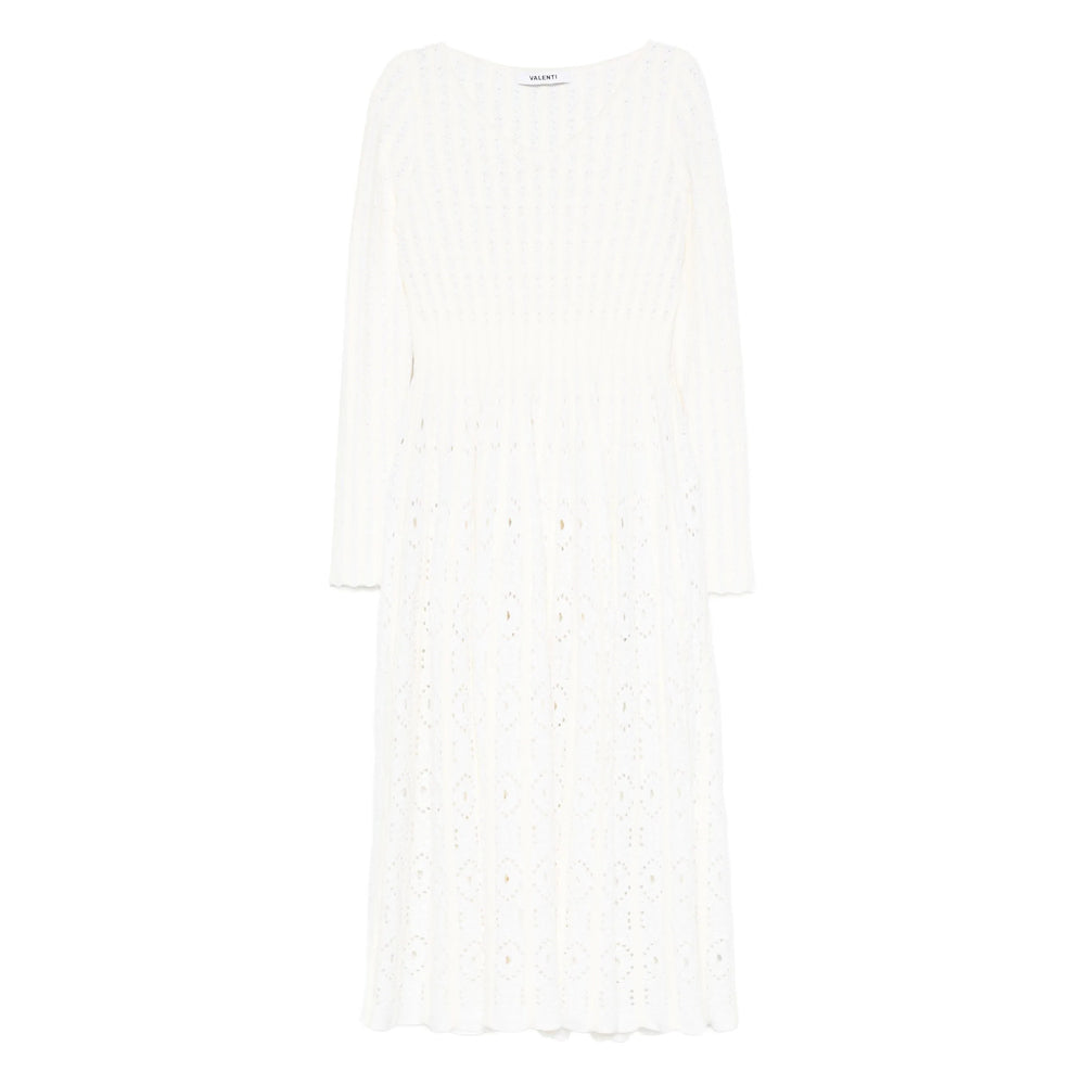 Soft White Pleated Skirt With Eyelet Details