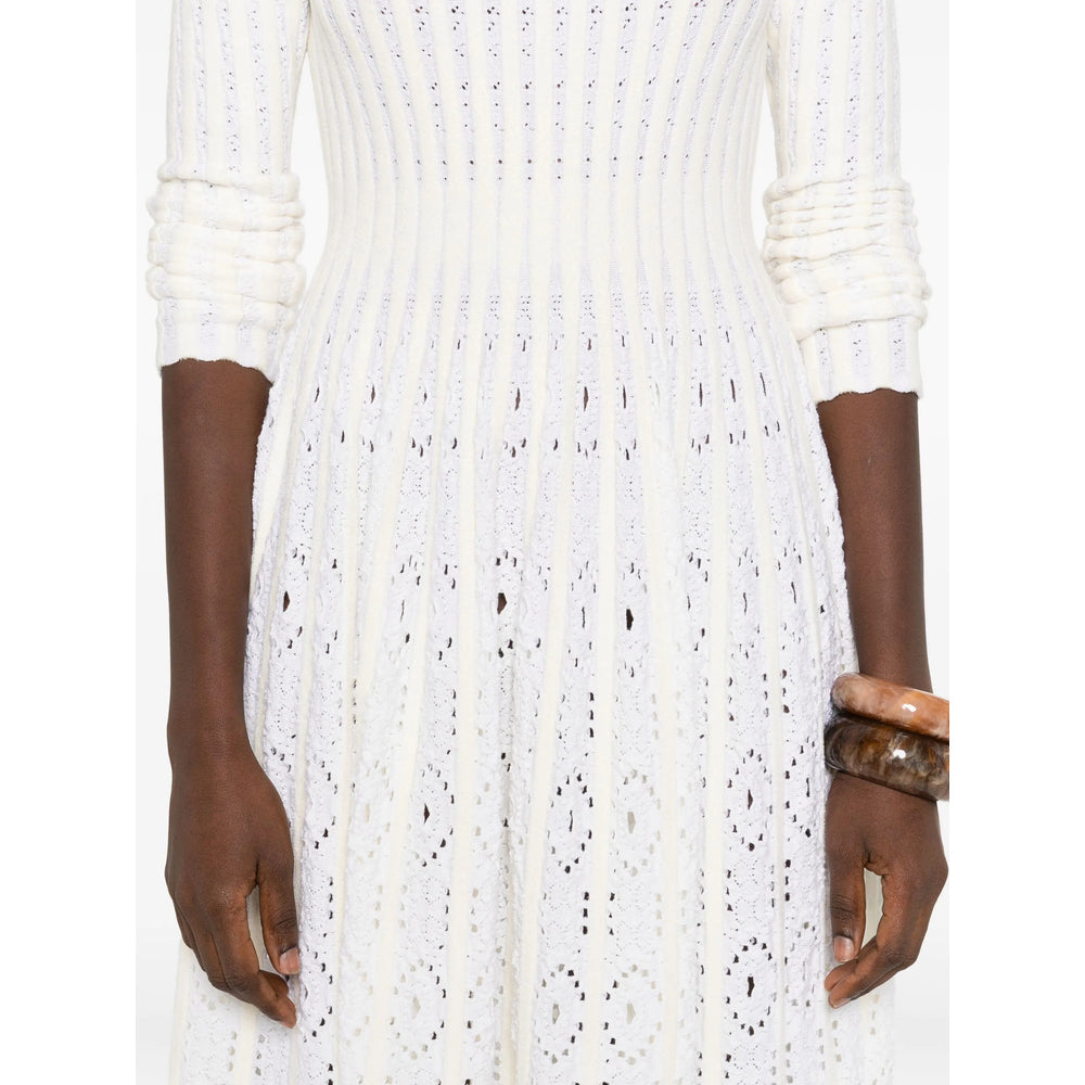 Soft White Pleated Skirt With Eyelet Details