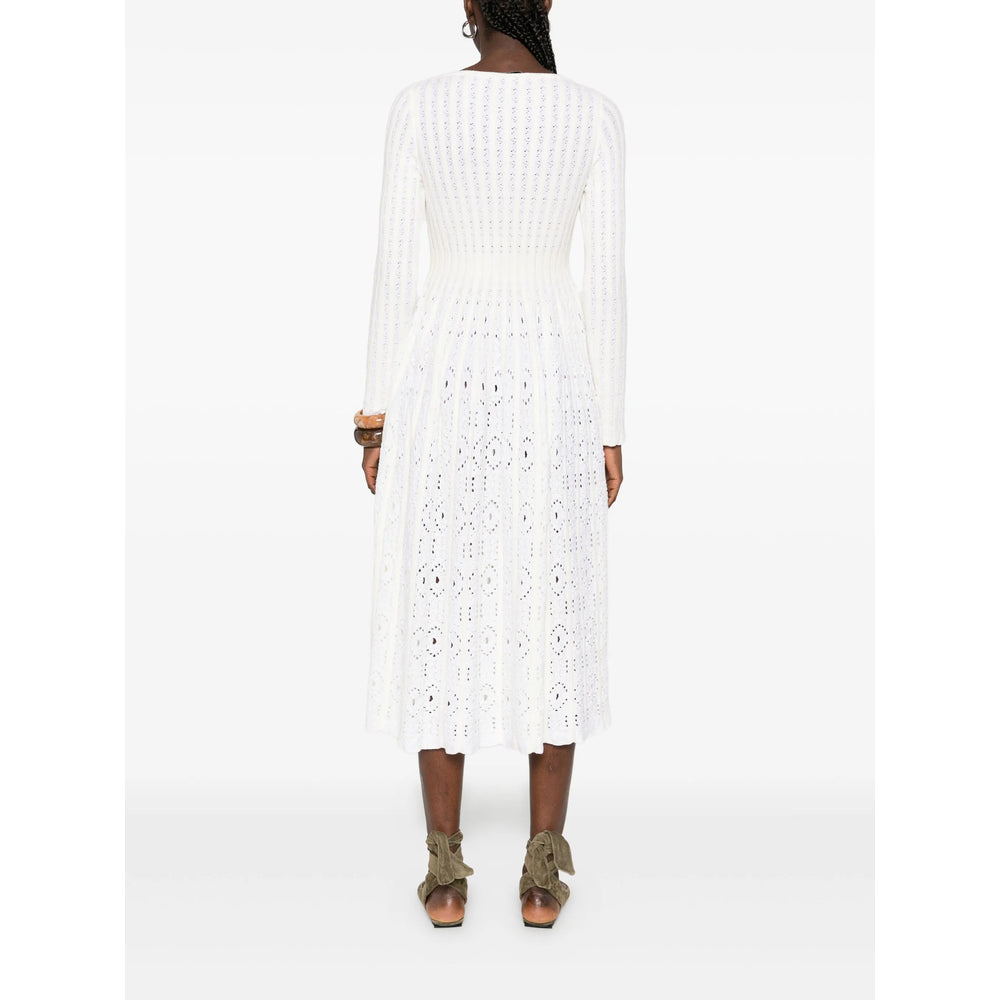 Soft White Pleated Skirt With Eyelet Details
