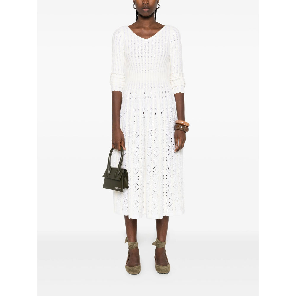 Soft White Pleated Skirt With Eyelet Details