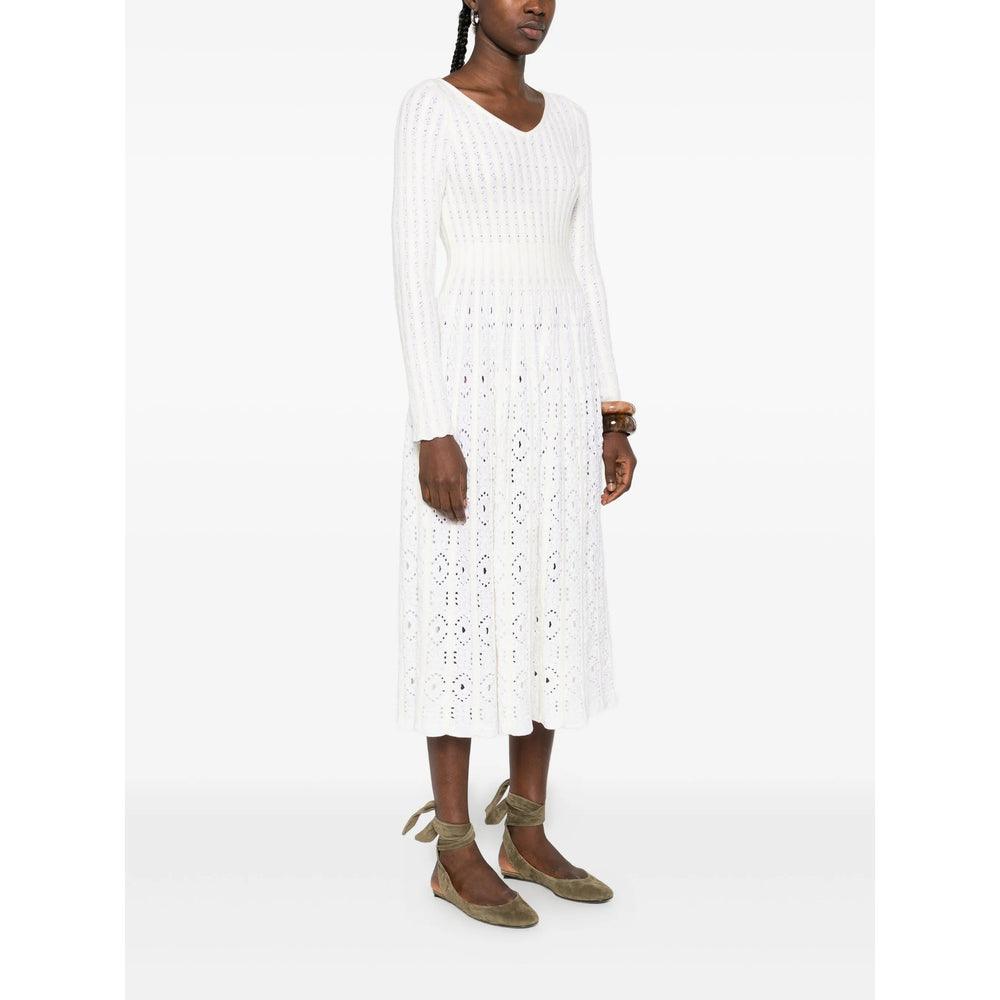 Soft White Pleated Skirt With Eyelet Details