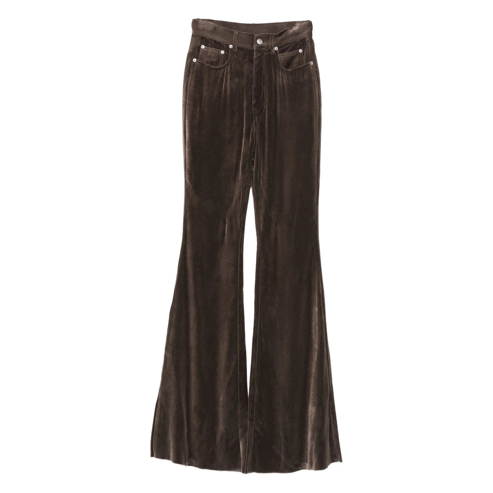 Dark Brown Velvet Flare Trousers