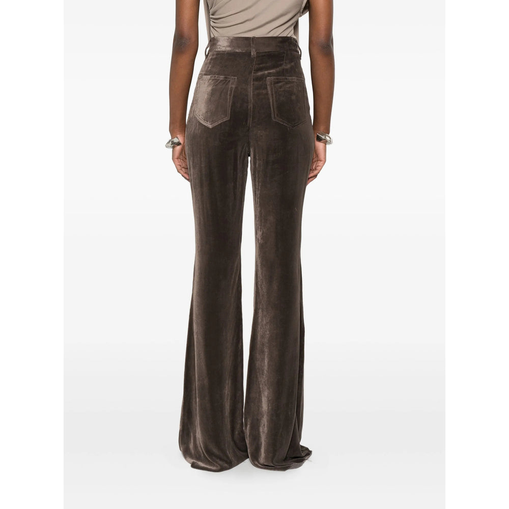 Dark Brown Velvet Flare Trousers