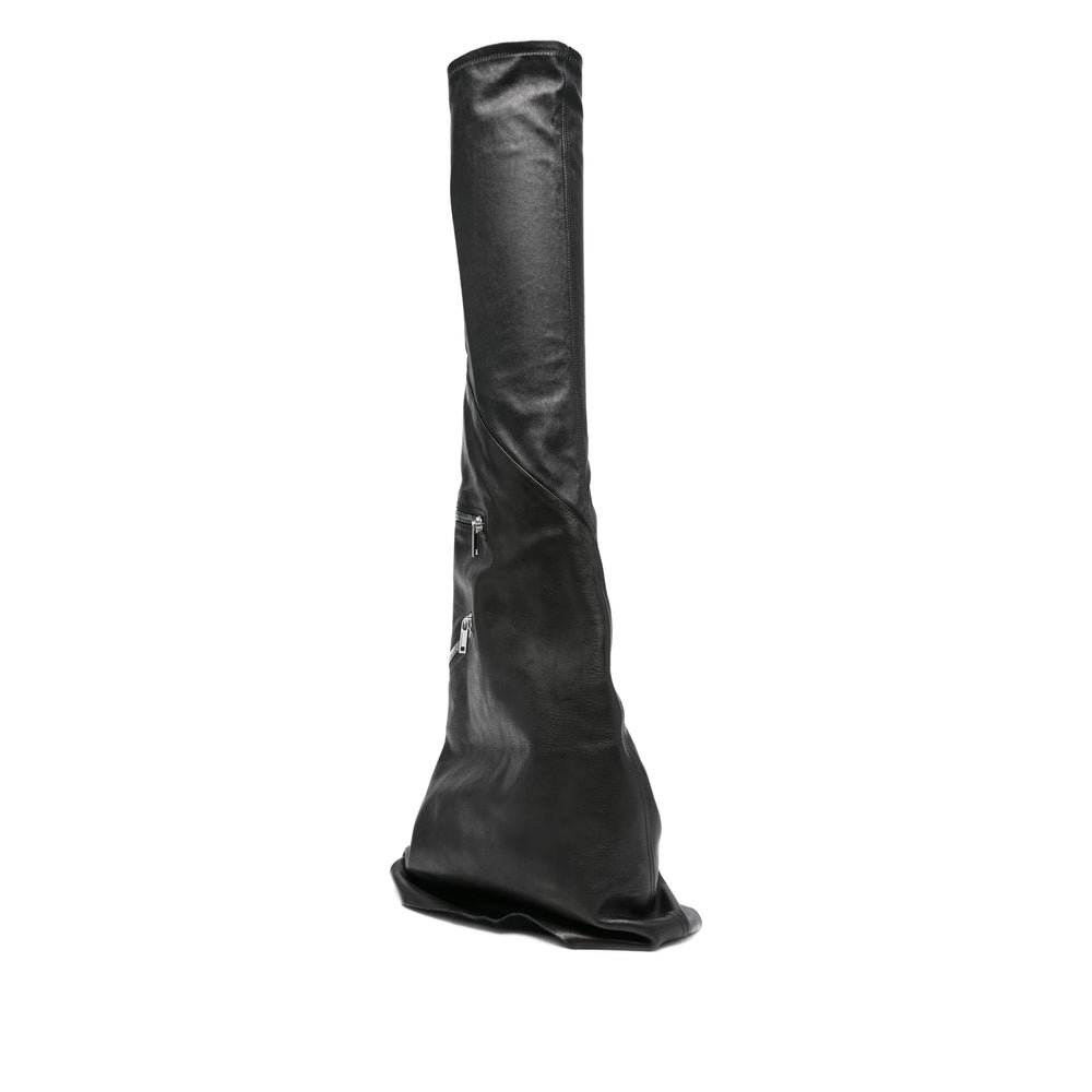Asymmetrical Calf Leather Boot