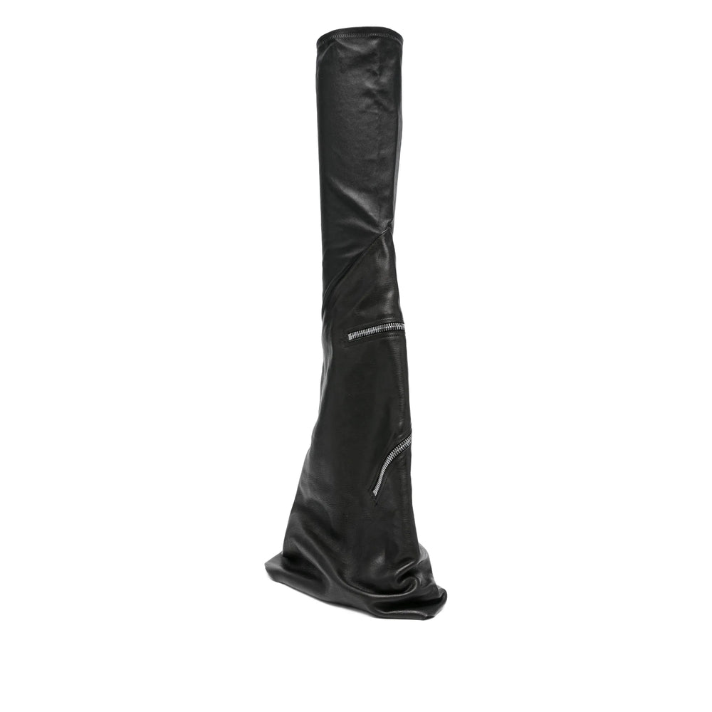 Asymmetrical Calf Leather Boot
