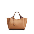 Cognac Brown Leather Tote Bag