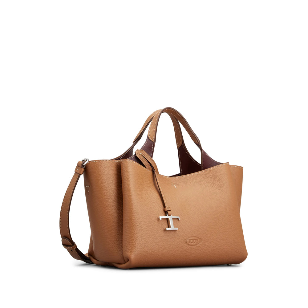 Cognac Brown Leather Tote Bag