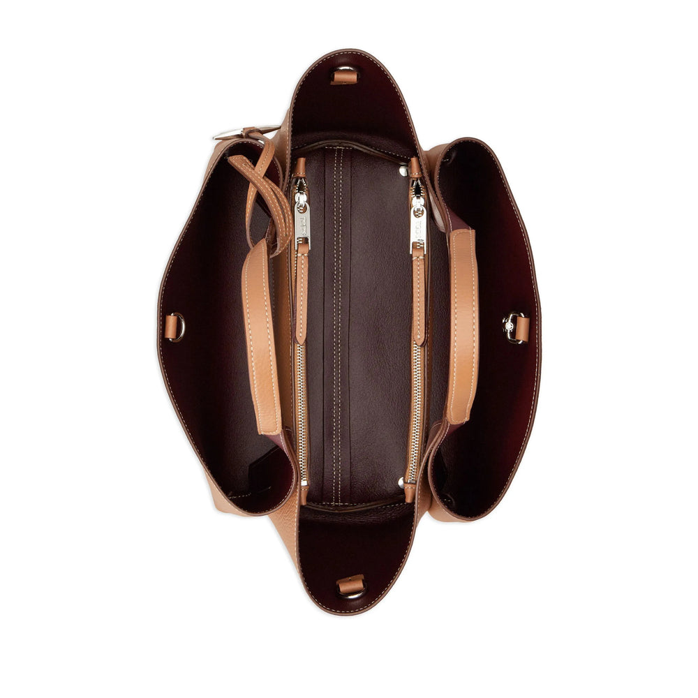 Cognac Brown Leather Tote Bag