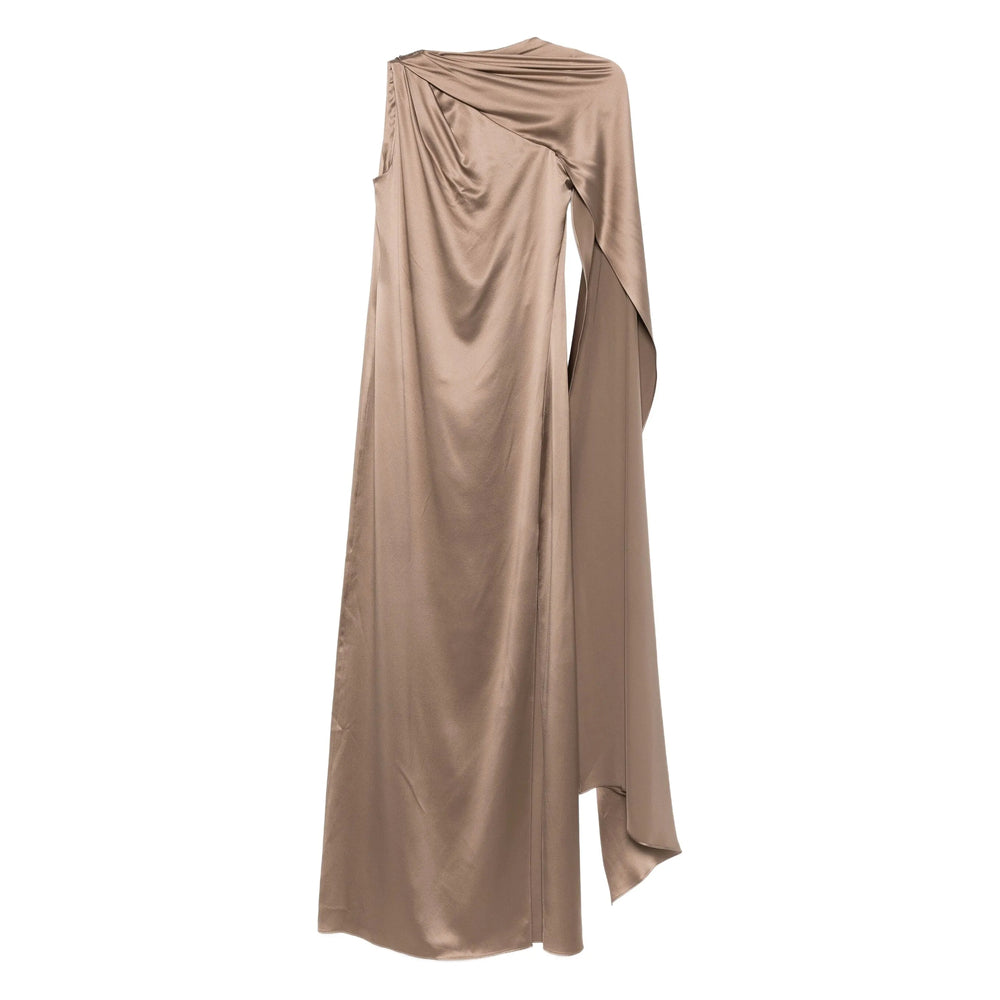 Flowing Beige Silk Gown