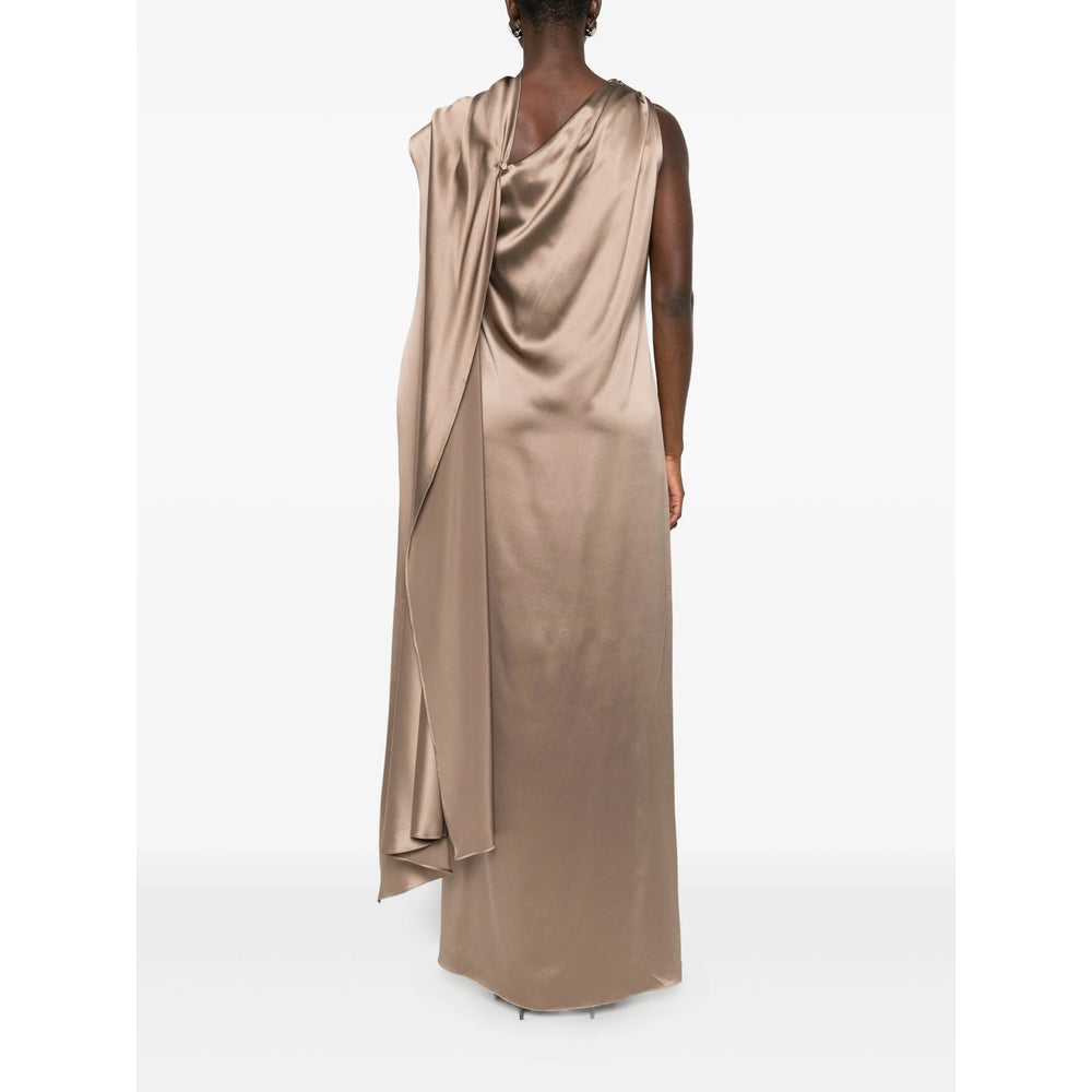 Flowing Beige Silk Gown