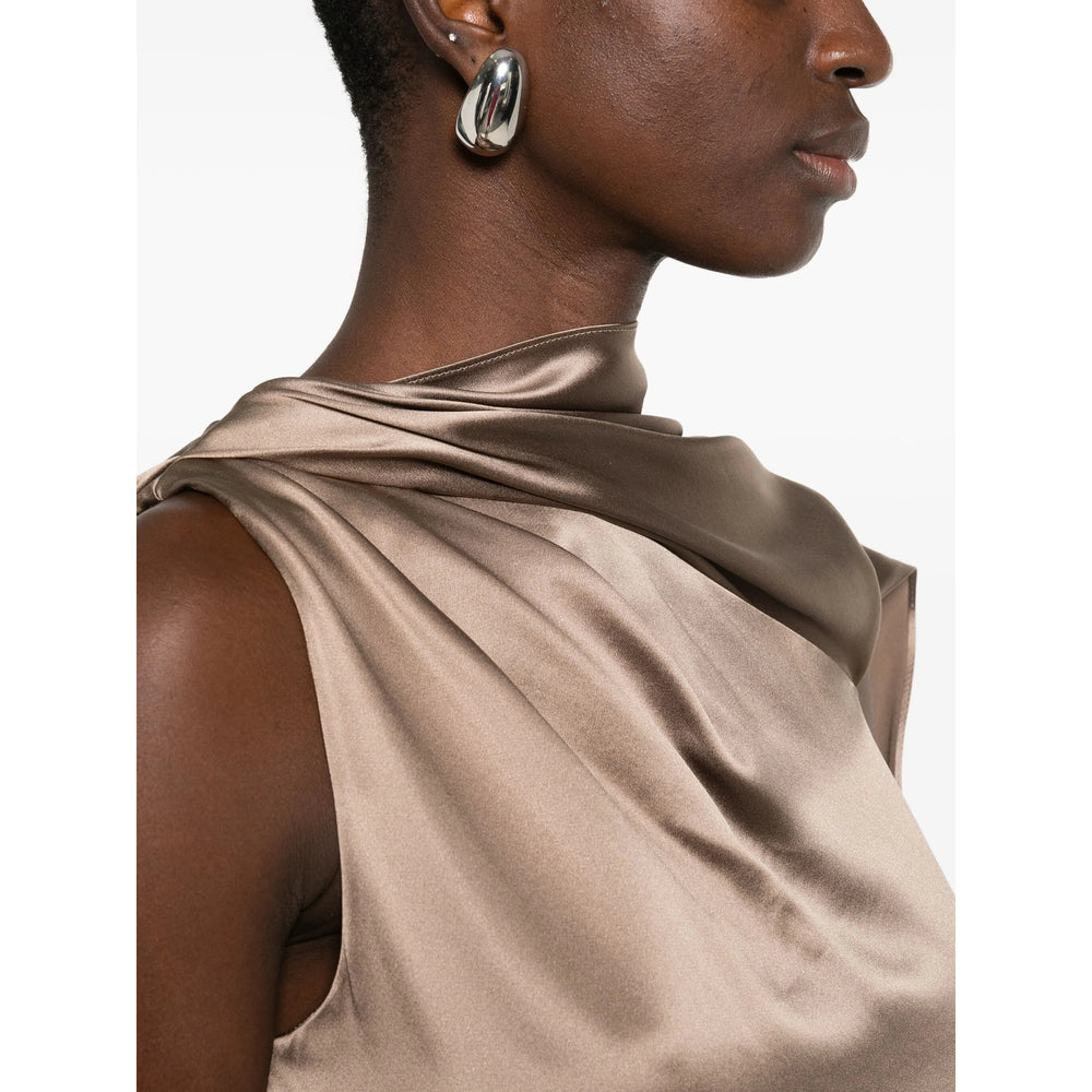 Flowing Beige Silk Gown