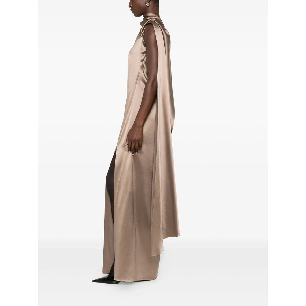 Flowing Beige Silk Gown
