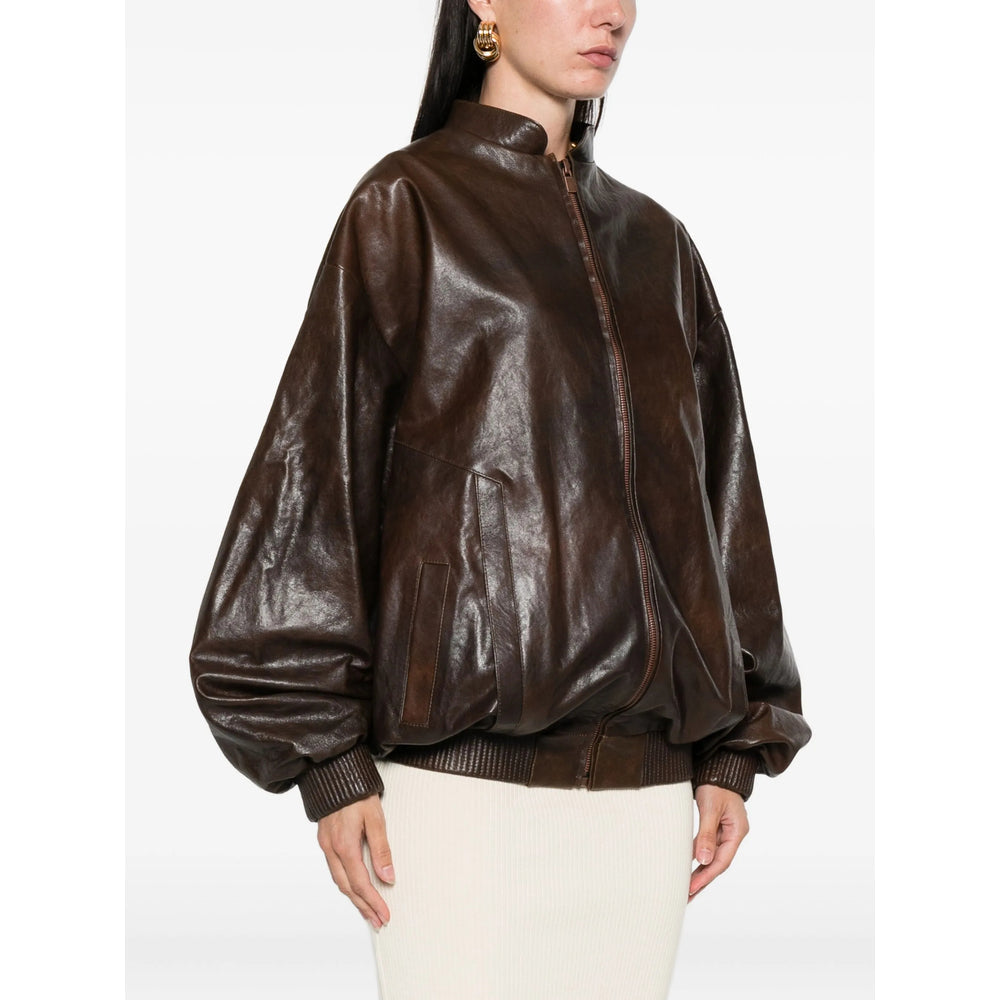 Brown Sheepskin Zip Jacket