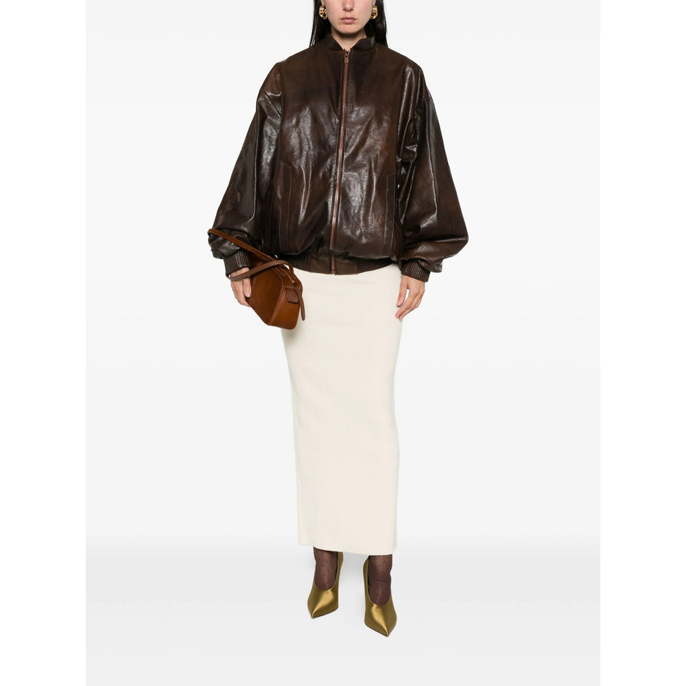 Brown Sheepskin Zip Jacket
