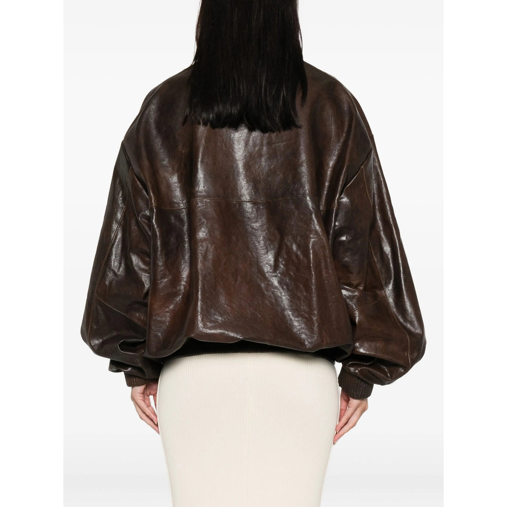 Brown Sheepskin Zip Jacket