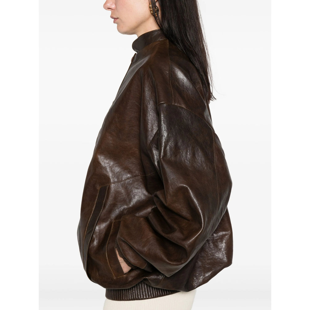 Brown Sheepskin Zip Jacket