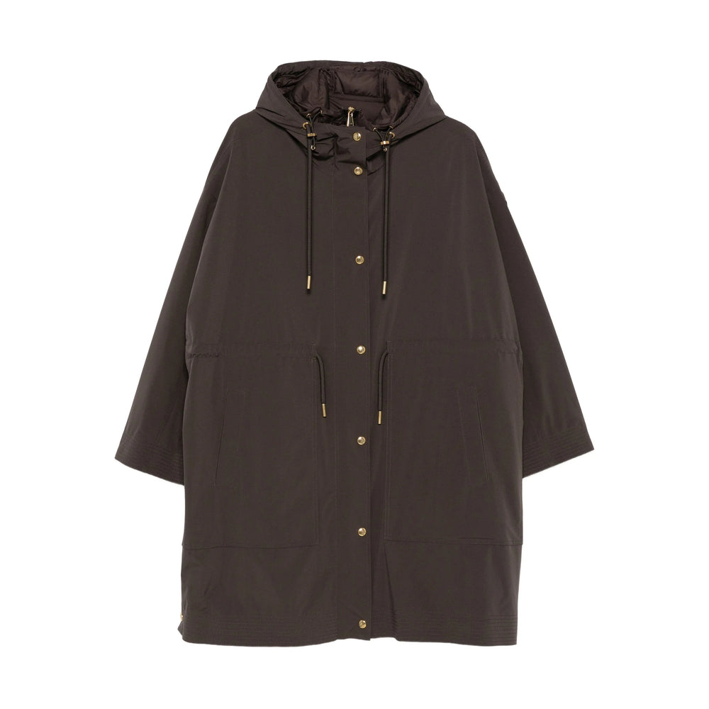 Brown Calf Leather Parka Coat