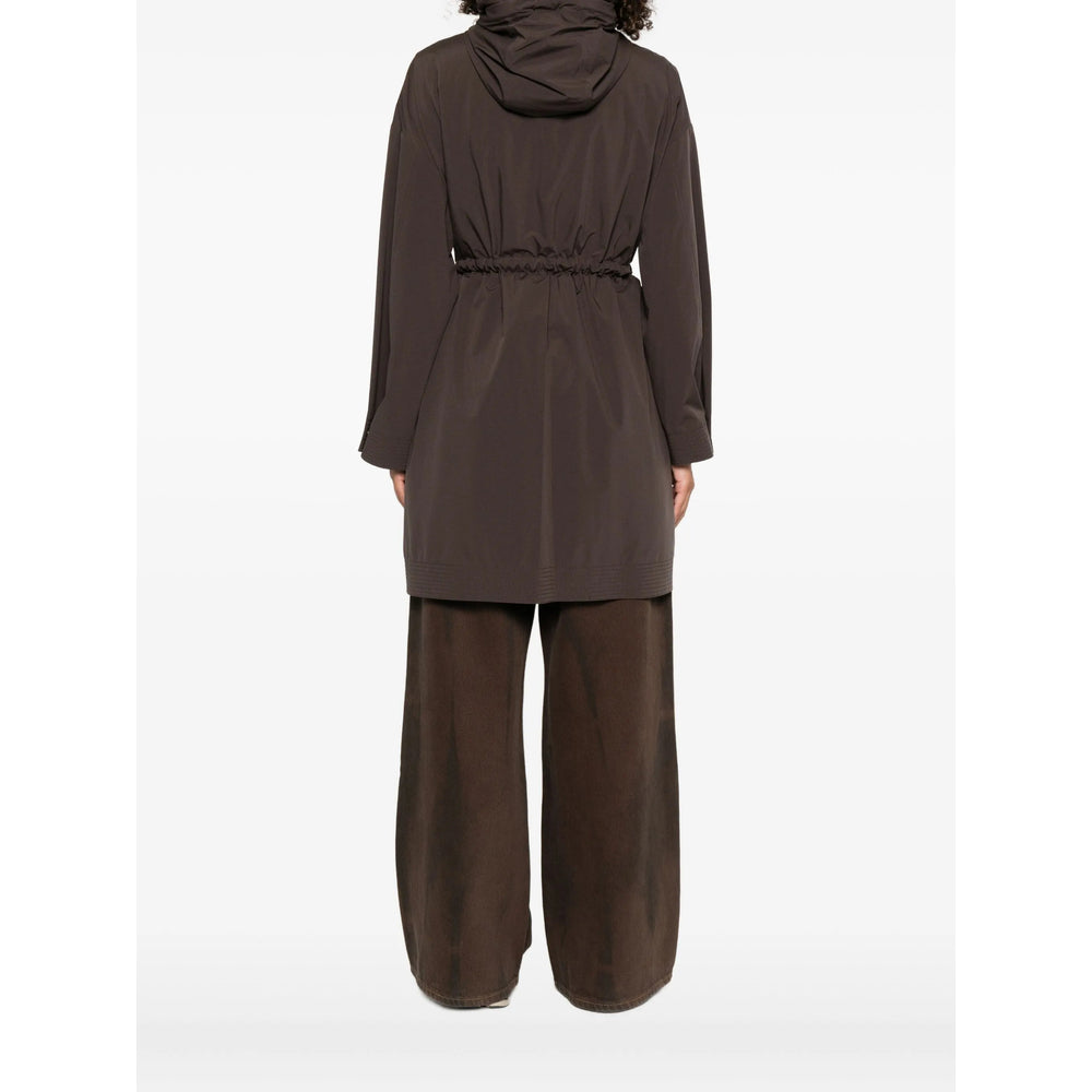 Brown Calf Leather Parka Coat