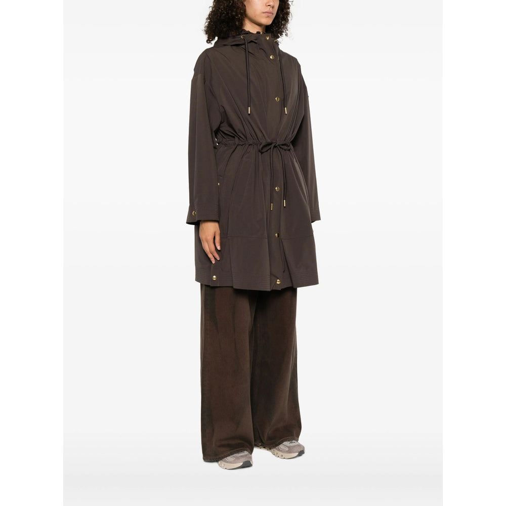 Brown Calf Leather Parka Coat