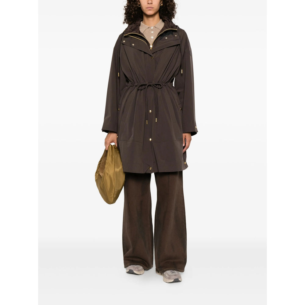 Brown Calf Leather Parka Coat