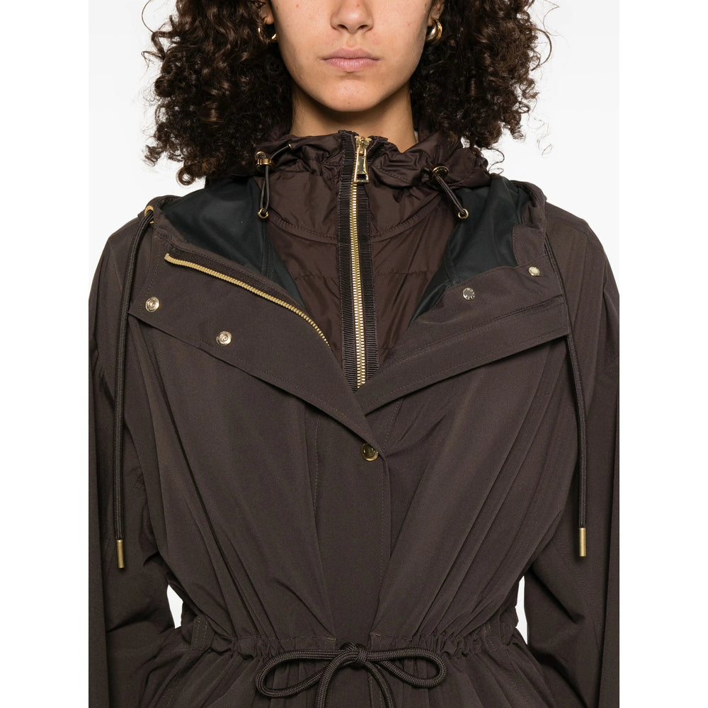 Brown Calf Leather Parka Coat
