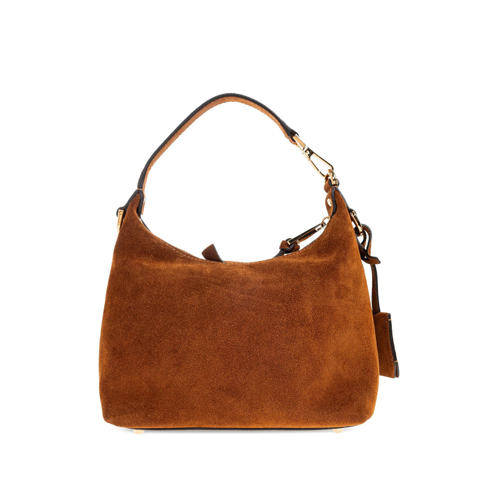 Brown Suede Top-handle Tote