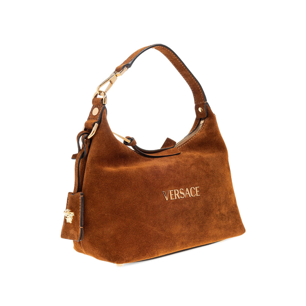 Brown Suede Top-handle Tote