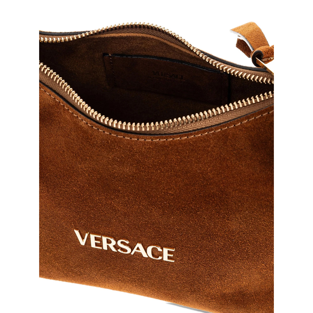 Brown Suede Top-handle Tote