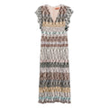 Multicolour V-neck Dress With Ruffled Sleeves